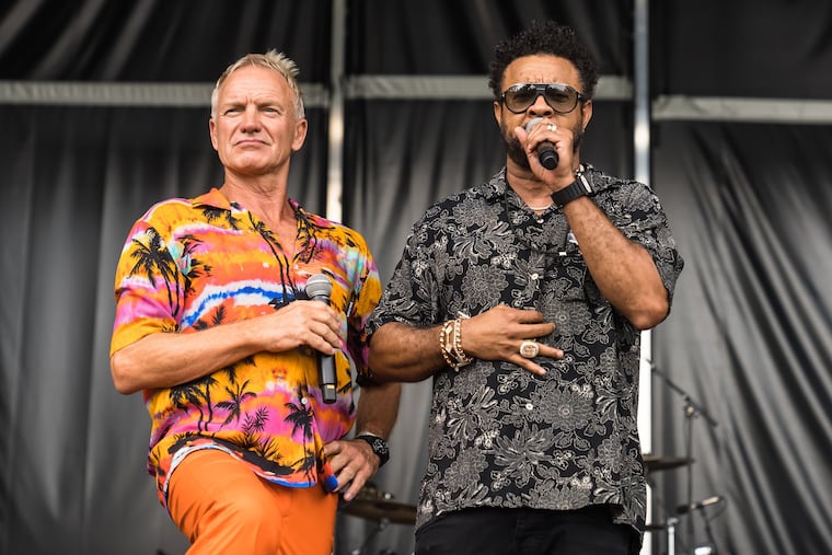 Sting and Shaggy at the One Fine Day Festival at the Mann Center in September 2023. The English songwriter and bassist and Jamaican reggae dance hall artist are bringing the festival back to the Fairmount Park venue on Sept. 6.