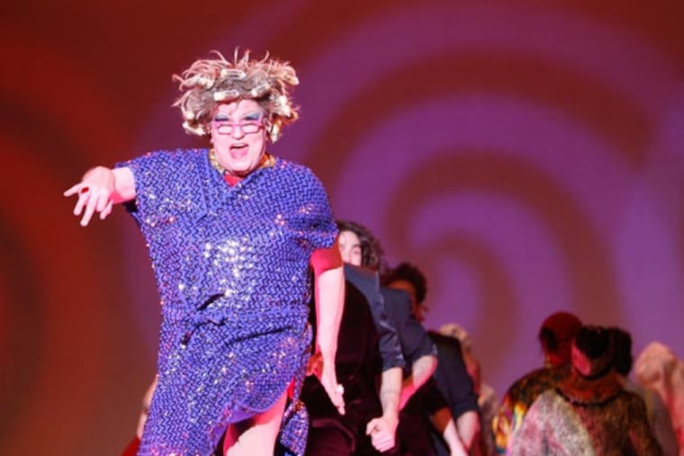Sandy Beach leads the Miss'd America Ensemble in the opening number of the Miss'd America Pageant. ( Charles Fox / Staff Photographer )