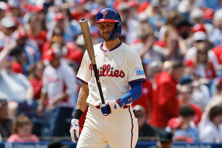 Trea Turner has a .343 on base percentage in these patient times for the Phillies at the plate, but his OPS has slipped.