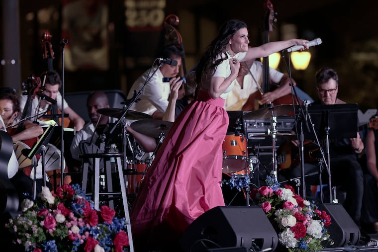 Broadway legend Idina Menzel performs with the Philly Pops during Friday's "Pops on Independence" concert on Independence Mall.
