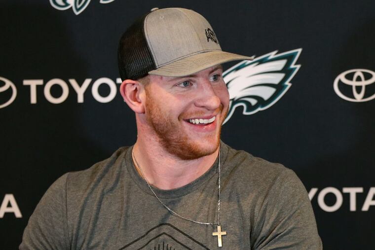 Eagles quarterback Carson Wentz is progressing well in his rehab, coach Doug Pederson says.