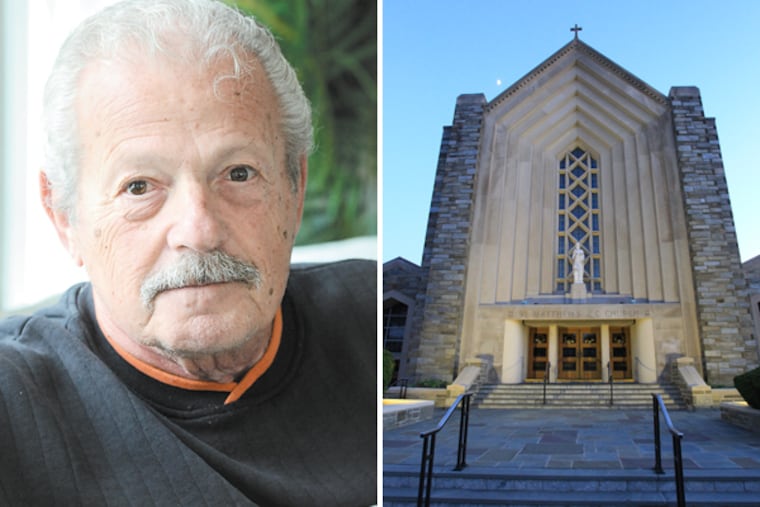 Ken Schwartz, former captain of the Northeast Detectives, left, who led investigators when police broke the serial rapist case back in the early 1980s. Saint Mathews Roman Catholic Church at 3000 Cottman Ave., on Friday, June 6, 2014. (Left: CLEM MURRAY/Staff Photographer; right: CHARLES FOX/Staff Photographer)