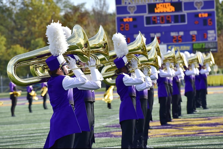 West Chester University has received a $3 million gift, the largest in the school's history, for its School of Music, from Alumni James and Richard Wells, the school announced Friday, Sept. 21, 2018. Pictured are members of West Chester University's Incomparable Golden Rams Marching Band.