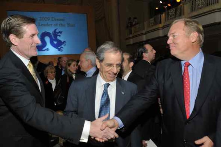 Denis O'Brien (left), recipient of the business leader of the year award, with Walter D'Alessio (center) and Steve Kitson.