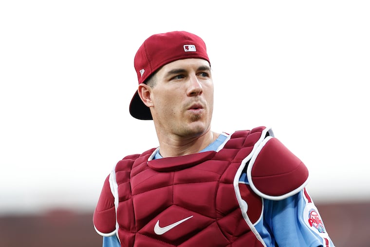 Phillies catcher J.T. Realmuto before the Phillies played the Arizona Diamondbacks on Thursday.