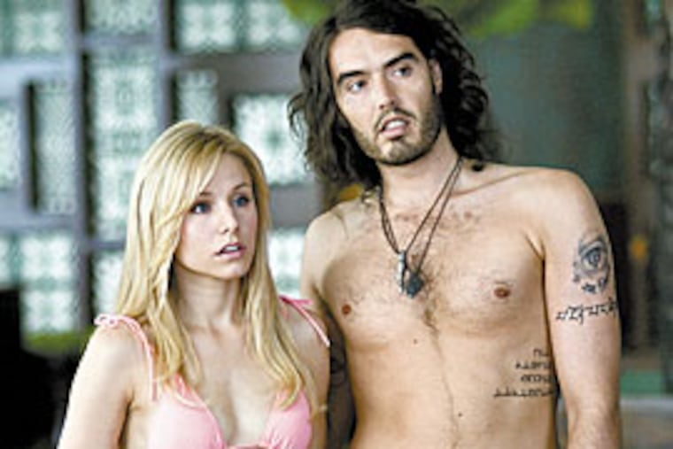 Kristen Bell is actress Sarah Marshall, with her seemingly more appropriate boyfriend Russell Brand as a British rocker. But what’s appropriate anyway in a Judd Apatow production?