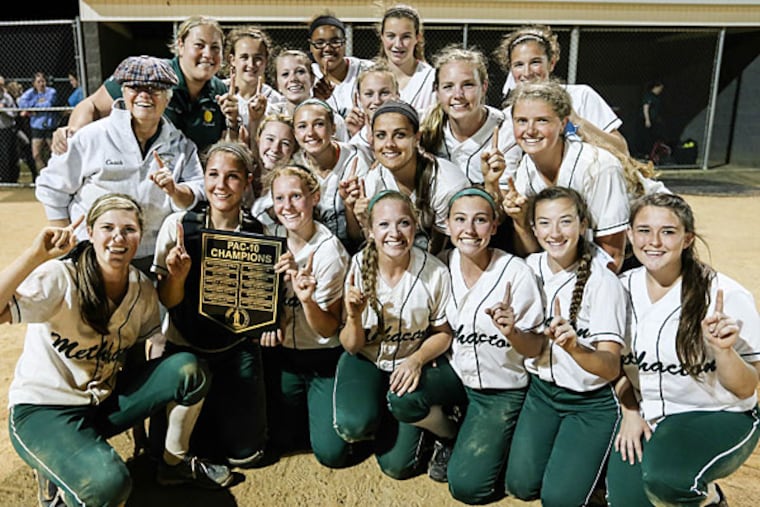 Methacton celebrates its Pioneer Athletic Conference win. (Steven M. Falk/Staff Photographer)