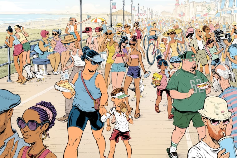 An illustrated look at who you might see on the Ocean City boardwalk.