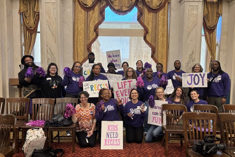 Members of Lift Every Voice Philly, a parent-led nonprofit organized to improve Philadelphia schools, gathered at an April City Council hearing on measures to add joy to city schools. The group has fought for an end to collective class punishments and is still pushing for guarantees around student access to bathrooms and water breaks.