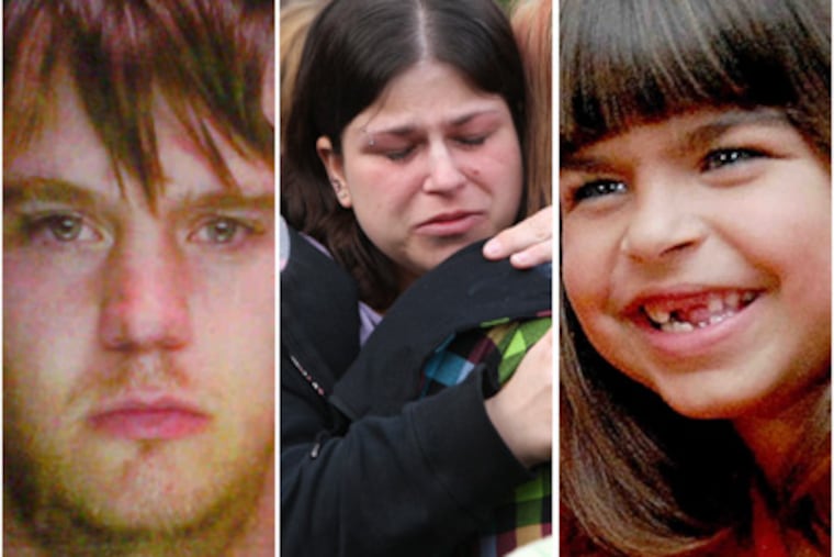 James Lee Troutman, left, allegedly trapped Skyler Kaufmann, right, in his bathroom three weeks ago. Skyler's mother, Heather Gebbard, center, called police, but they did not charge him. Troutman is now accused of the girl's murder.