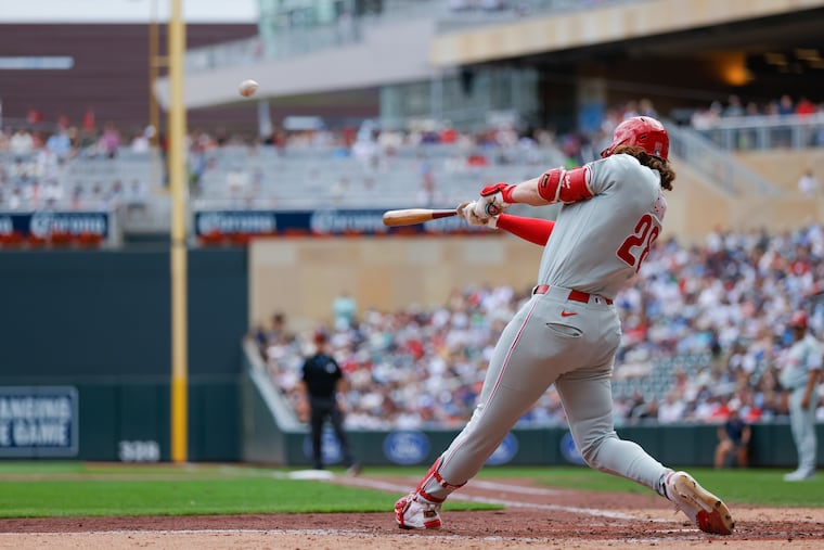 Alec Bohm hit a three-run homer in the sixth inning to draw the Phillies within 5-4 on Sunday.