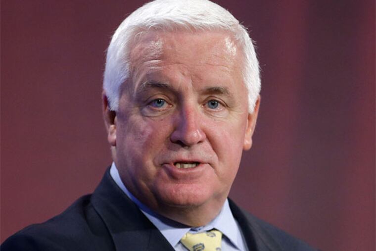 Gov. Corbett's poll numbers may be low, but not everyone is unhappy with him. His stand on Harrisburg's financial struggle wins cheers from some. (AP Photo/Matt Rourke)