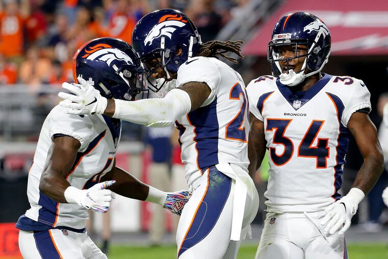 Will Parks (34), shown as a Denver Bronco in 2018, has come home to play for the Eagles.