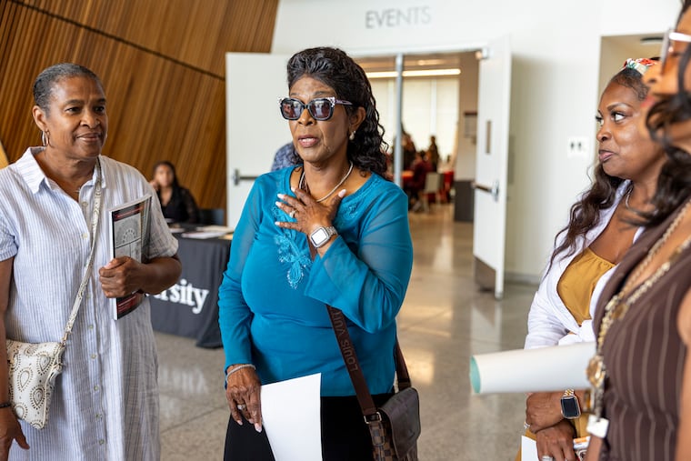 Darla Beasley, the mother of Temple navigator Keiyona Abdullah, attends a tour at the Charles Library held in partnership with the university's Community Gateway program.