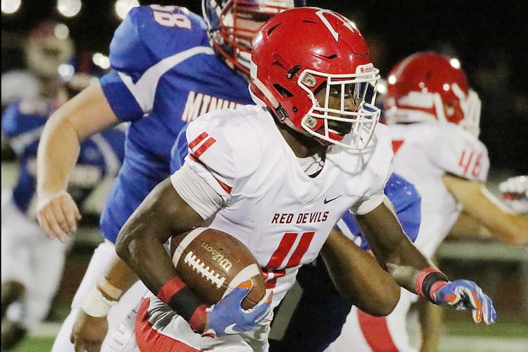 Rancocas Valley’s Iverson Clement breaks into the clear on a run against Washington Township.