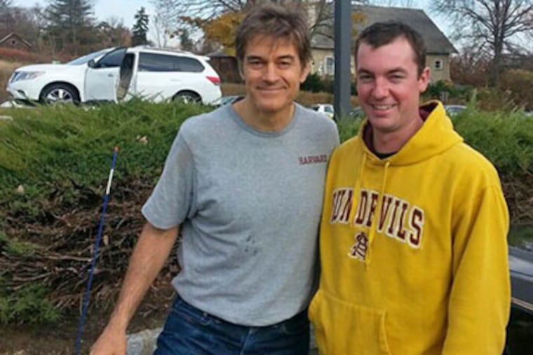 Chris Simpson, right, tweeted a photo with the message: "First on scene to a multi-vehicle multi-injury accident doing patient care side by side with Dr. Oz." A spokesman for Oz said he didn't know of the crash until a Google alert popped up, linking to a local website's account.