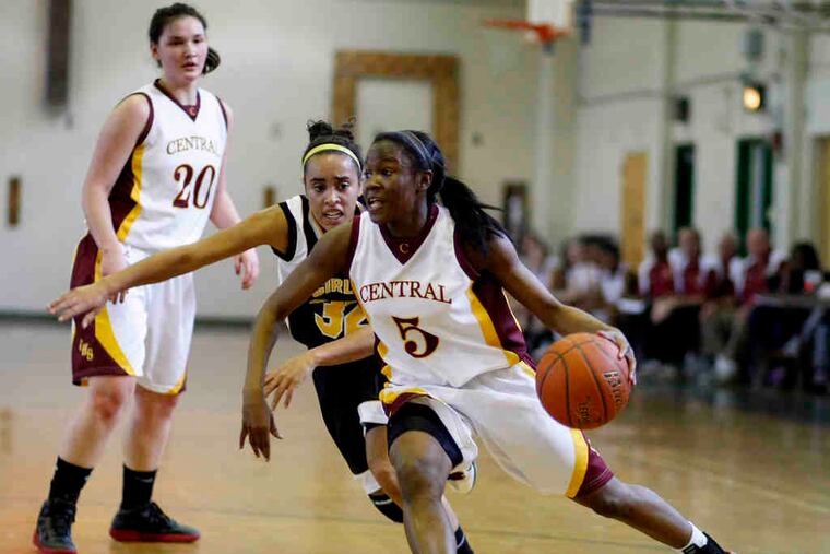 Central's Najah Jacobs , who had 18 points to lead all scorers, drives past Girls High's Siena Childs. Central, which had beaten Girls earlier this season, again won with ease.