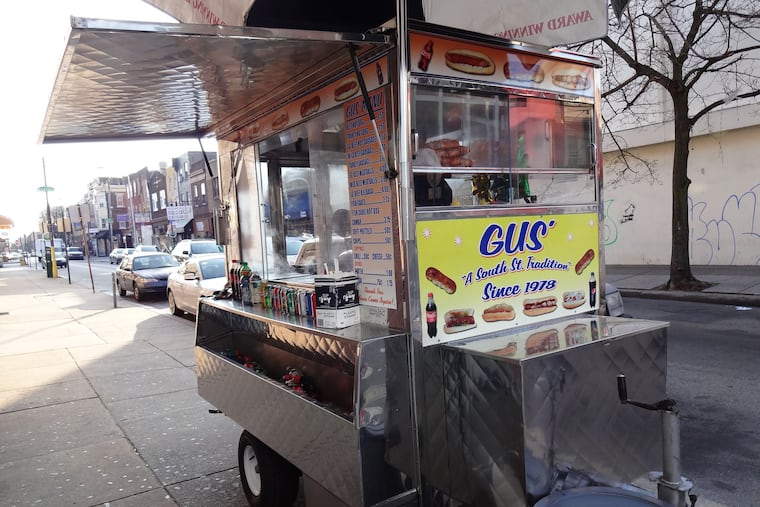 Gus' hot dog (and more) cart was a staple on South Street for 45 years, before he retired in October. His customers want to honor him, and the South Street Headhouse District plans a farewell party.
