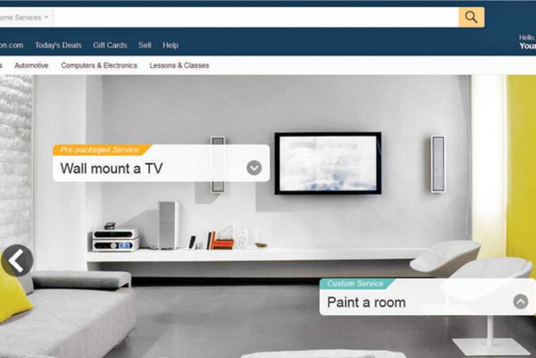 Examples of what Amazon Home Services can offer: painting a room and mounting a wall TV.