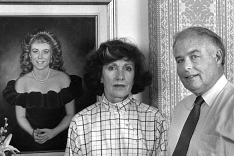 Connie and Howard Clery of Bryn Mawr in 1989 with a portrait of daughter Jeanne, who was slain in 1986 in her Lehigh University dorm room.