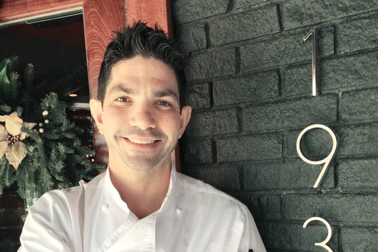 Celebrity Shore Chef Luke Palladino, who just opened his first Philly restaurant, Palladino's on Passyunk, takes five to chill on Sunday on East Passyunk Avenue near Broad Street. DAN GERINGER/Daily News Staff
