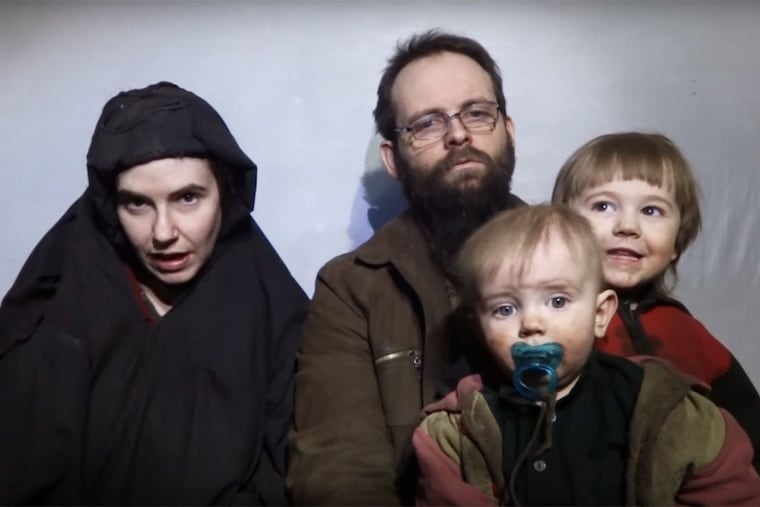Caitlan Coleman of York County, appeared in the video with her Canadian husband, Joshua Boyle, and their two boys in December.