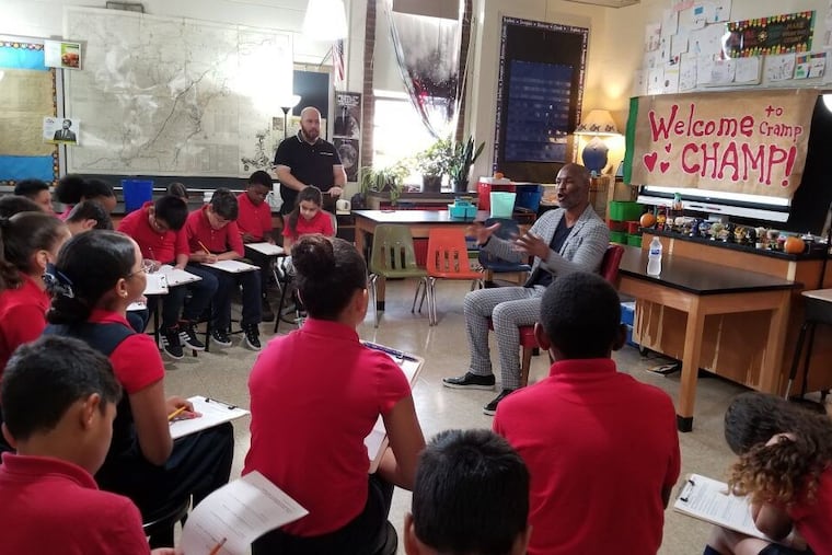 During a pre-covid Healthy NewsWorks class at Philadelphia's William Cramp School, students got a chance to interview the professional boxer Bernard Hopkins.