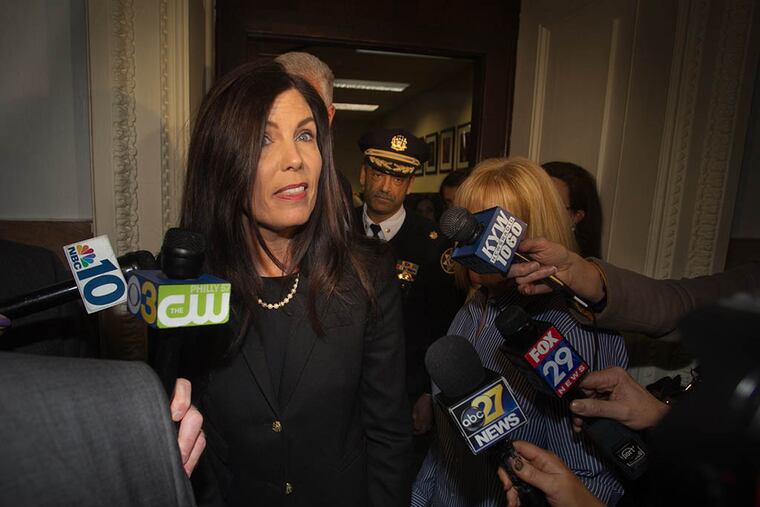 Pennsylvania Attorney General Kathleen Kane leaves Philadelphia City Hall after Pennsylvania Supreme Court argument hearing on Mar. 11, 2015. ( ALEJANDRO A. ALVAREZ / Staff Photographer )