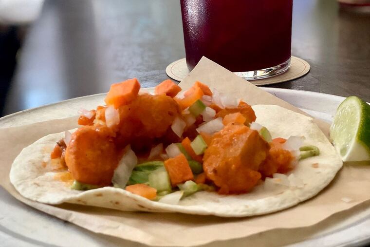 Buffalo cauliflower taco and La Preferida margarita at Bar Bombon.