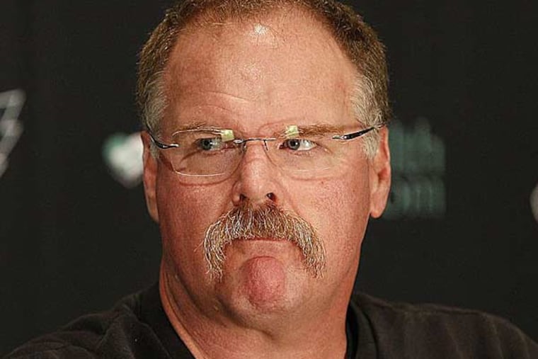 Eagles head coach Andy Reid during the day after the game press conference in Philadelphia, Pa. on November 19, 2012. (David Maialetti/Staff Photographer)