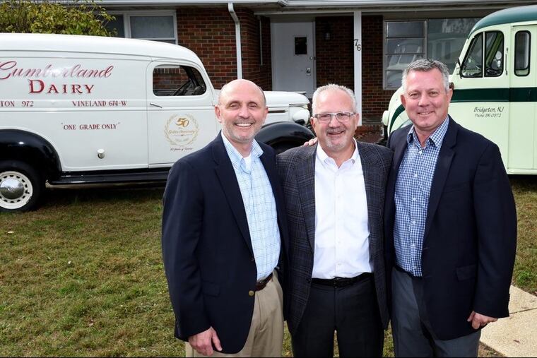 (Left to Right) Frank, Carmine (IV) and David Catalana, third-generation owners of Cumberland Dairy, Bridgeton. The dairy has joined Dairy Farmers of America, a national cooperative based in Kansas City, Kan.