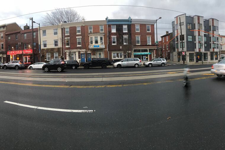 In this iPhone pano image, Ekta's current site (far left) is at 250 E. Girard Ave. Its new location (far right) is at 1142-44 Crease St.