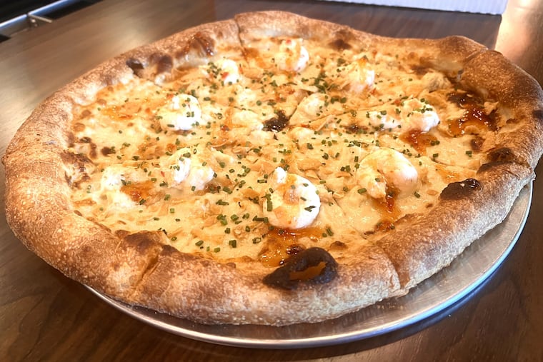 Crab rangoon pizza at Cerveau, 990 Spring Garden St., on Nov. 15, 2025.