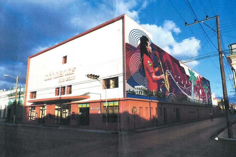 “When they see these colors, they are going to flip,” Mural Arts founder Jane Golden said of the work, shown in a rendering as it might look on a theater in Cárdenas, Cuba.