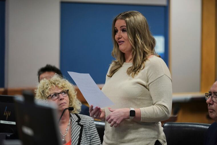 Jenna Ellis reads a statement while pleading guilty to a felony count of aiding and abetting false statements and writings in Fulton Superior Court in Atlanta, Ga. Tuesday.