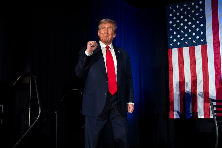 Former President Donald Trump arrives at the Black Conservative Federation's Annual BCF Honors Gala at the Columbia Metropolitan Convention Center in Columbia, S.C., Friday, Feb. 23, 2024.