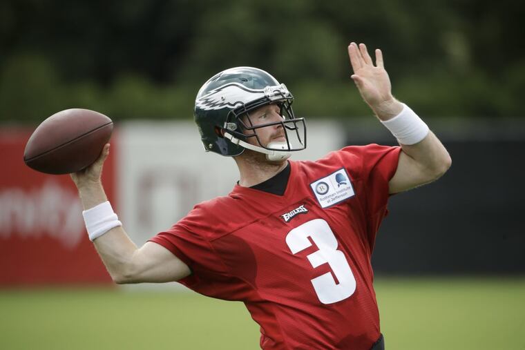 Philadelphia Eagles quarterback Matt McGloin throws a pass at training camp Monday.