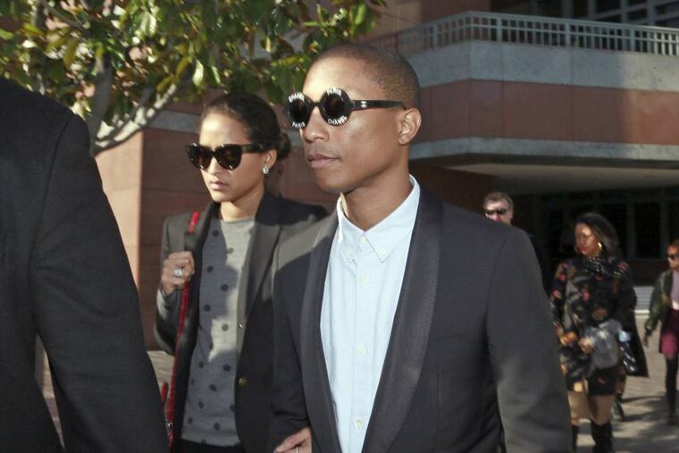 Pharrell Williams, leaving federal court last week after testifying at trial, was found with Robin Thicke to have infringed on the copyright of the Marvin Gaye song “Got to Give it Up” for their hit “Blurred Lines.”