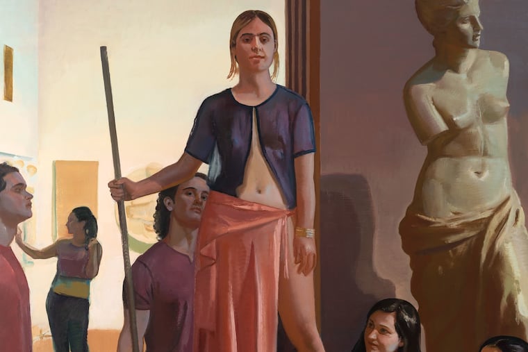 Detail from Scott Noel's painting, "Britomart" (2018), at Gross McCleaf Gallery