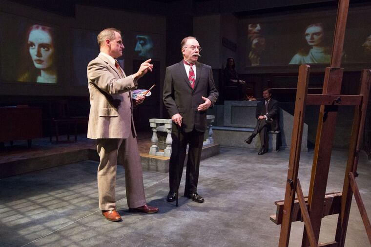 (Left to right:) Anthony Lawton, Paul L. Nolan, Mary Lee Bednarek, and Dan Hodge in Lantern Theater Company’s world premiere production of Bruce Graham’s “The Craftsman,” through Dec. 10.