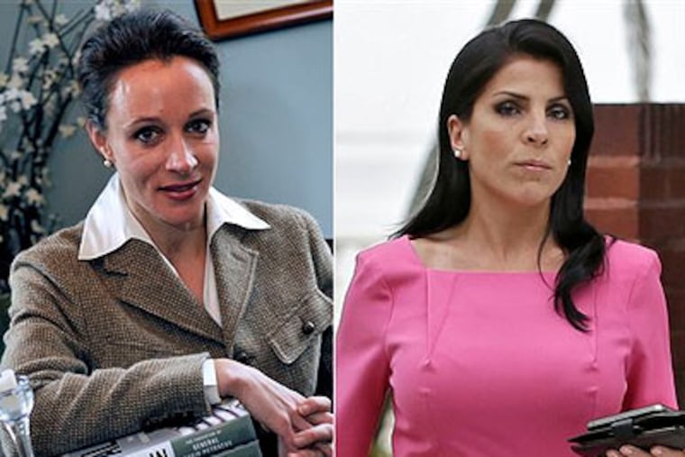 This combo made from file photos shows Gen. David Petraeus' biographer and paramour Paula Broadwell, left, and Florida socialite Jill Kelley. Broadwell and Kelley, the two women at the center of David Petraeus' downfall as CIA director, visited the White House separately on various occasions in what appear to be unrelated calls that did not result in meetings with President Barack Obama. (AP Photos / Charlotte Observer, T. Ortega Gaines / AP, Chris O'Meara)