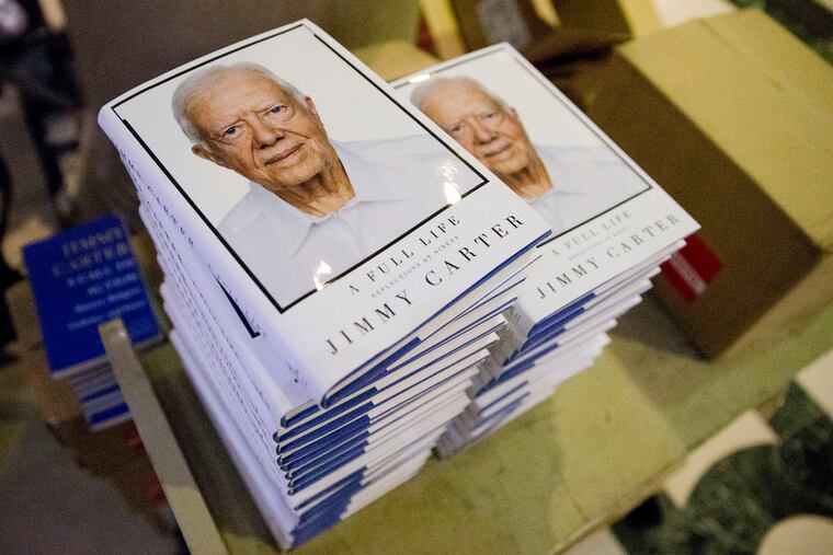 Copies of former President Jimmy Carter's book, "A Full Life: Reflections at Ninety," at the Free Library in Philadelphia in 2015.