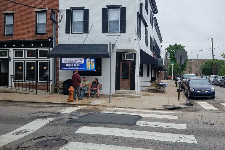 Banner outside of the former Rembrandt’s advertises it as Frankie Ann’s Grill.