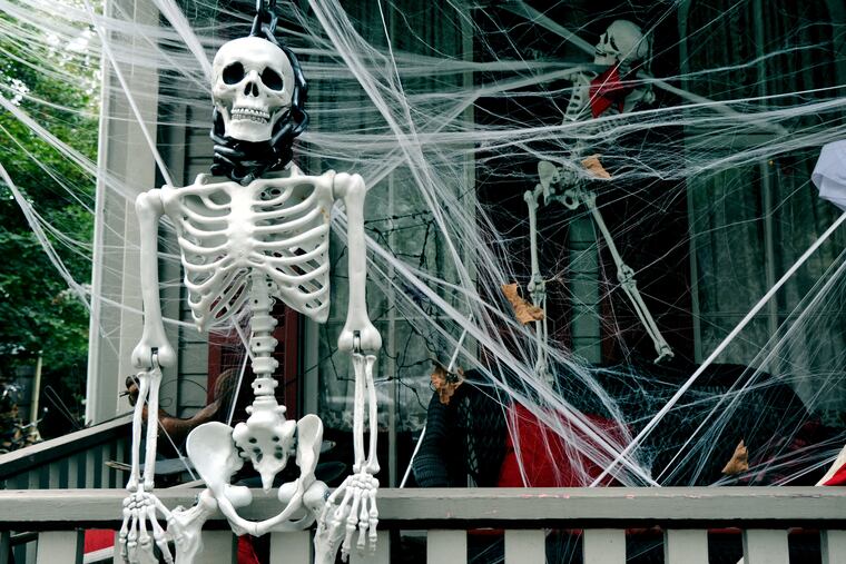 Halloween decorations on the unit block of Buttonwood Street in Lambertville.