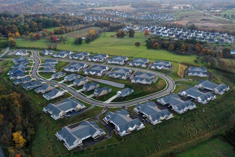 A new housing development is shown in Middlesex Township, Pa., on Oct 12, 2022. On Thursday, Freddie Mac reports on this week's average U.S. mortgage rates.