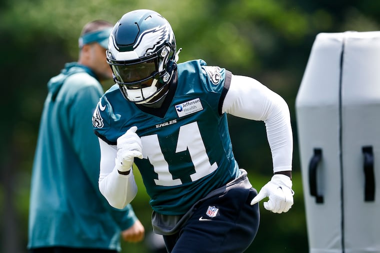 Eagles receiver A.J. Brown sat out eight training-camp practices with a hamstring injury.