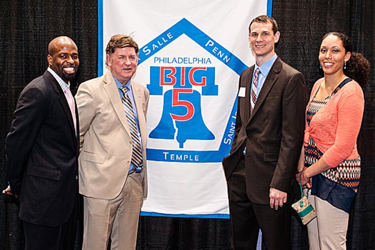 The 2014 Big Five Hall of Fame inductees are Mike Jordan of University of Pennsylvania, Dick Weiss of The Philadelphia Daily News, Pat Carroll of St. Joseph's Univeristy and Christa Ricketts of La Salle University. (Matthew Hall/Staff Photographer)