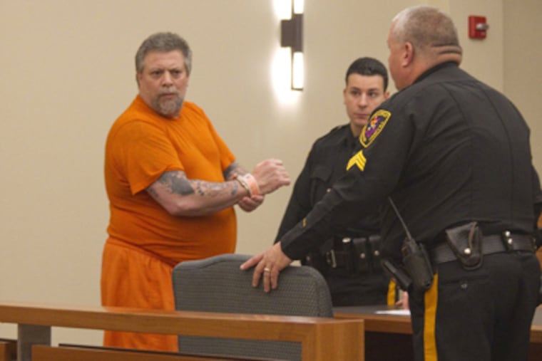 Steve "The Gorilla" Mondevergine at extradition hearing in Gloucester County Courthouse in Woodbury, N.J. (Photo by Andy Ritchie)