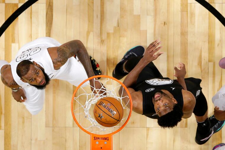 Once again, NBA superstars LeBron James (left) and Joel Embiid (right) will face off on opposing teams in tonight's NBA All-Star game, which takes place in Atlanta.