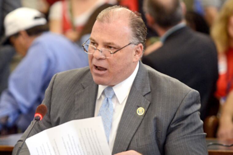 Senate President Stephen Sweeney testifies during a hearing last week in Trenton. (Tom Gralish / Staff Photographer)